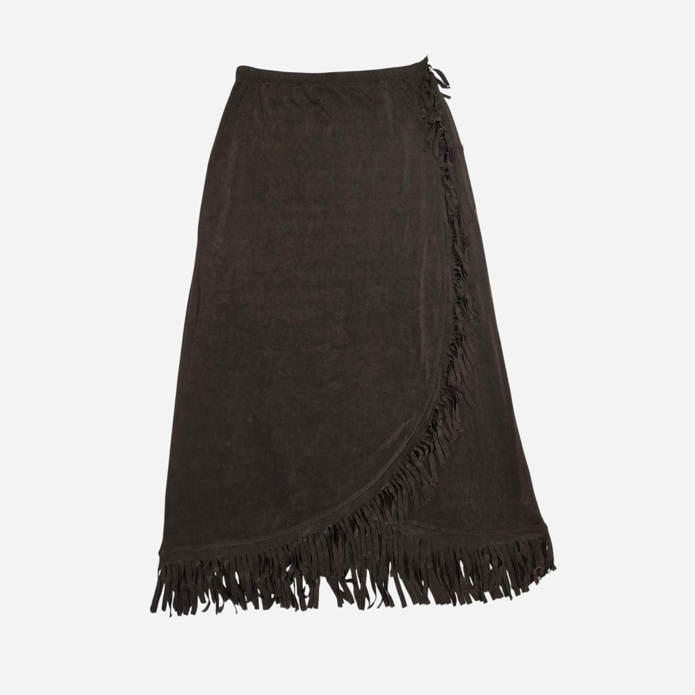 VTG 90s y2k western boho brown fringe maxi skirt / M / cowgirl, prairie, country